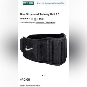 Nike Black Weightlifting Belt size L